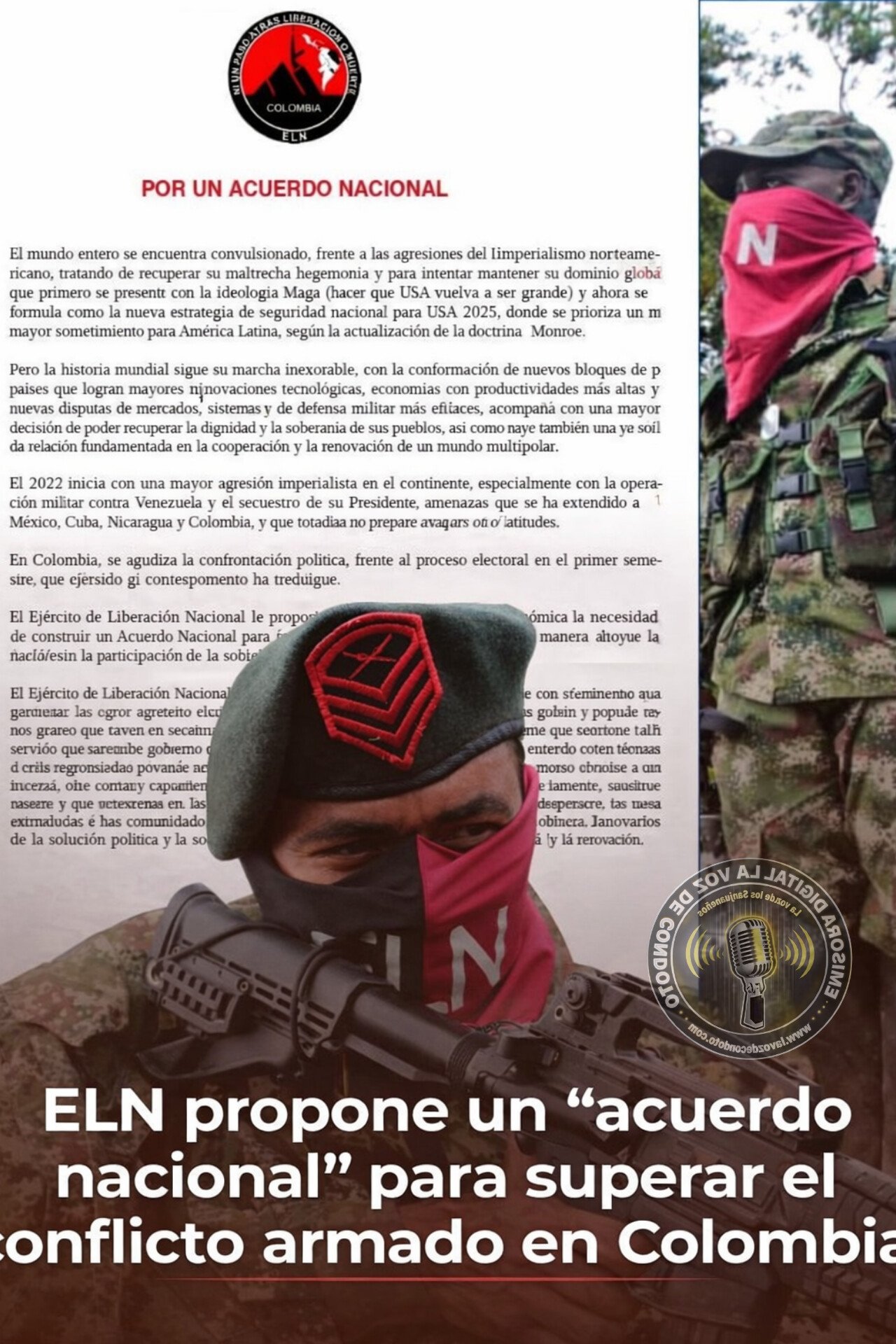 LA Guerrilla del ELN presenta propuesta Para Construcción de un Acuerdo Nacional